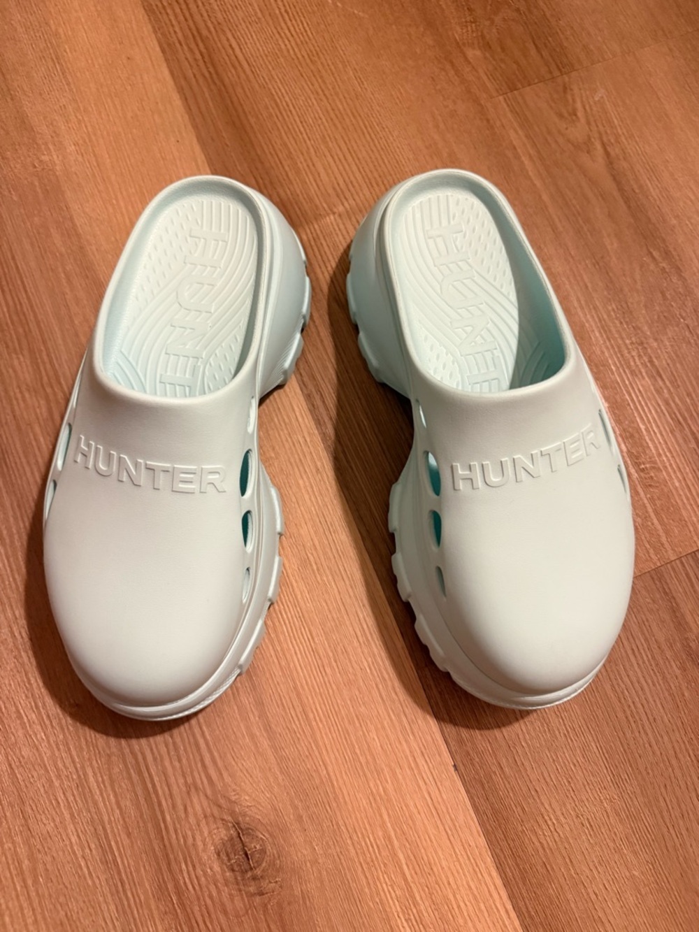 Hunter Aqua Blue Platform Clog Mules - Picture 6 of 14